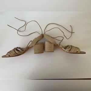 Pour La Victorie - New - Metallic Tie Sandals - Size 10